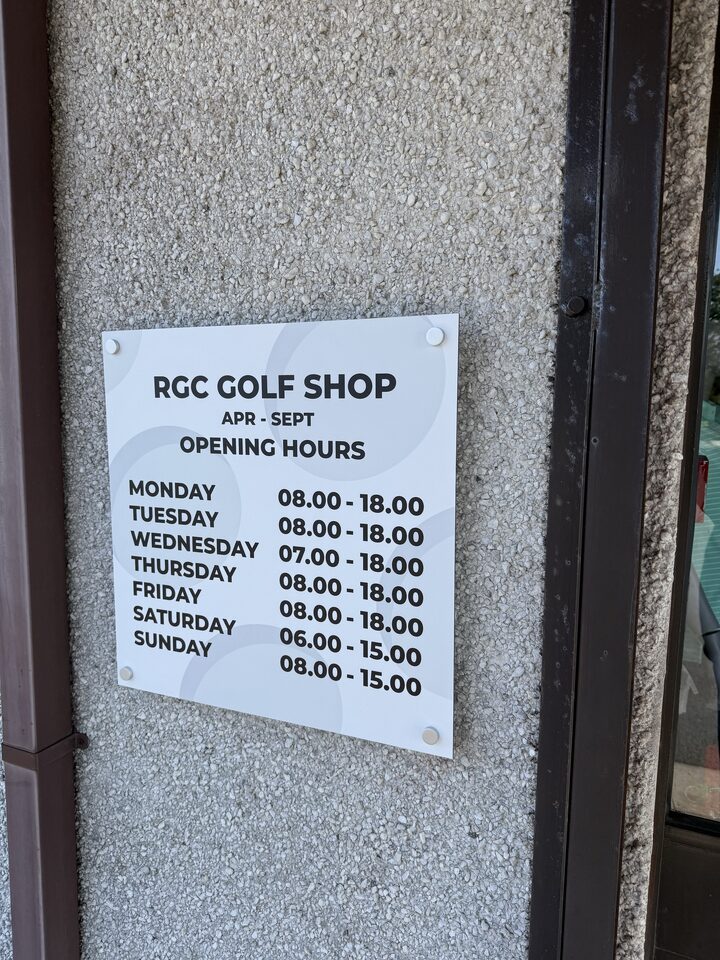 Finished RGC Golf Shop Opening Hours Plaque project photo 2 of 2