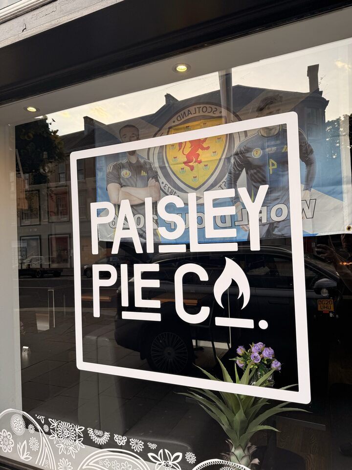 Finished Paisley Pie Co Window Vinyl Logo Refresh project photo 4 of 4